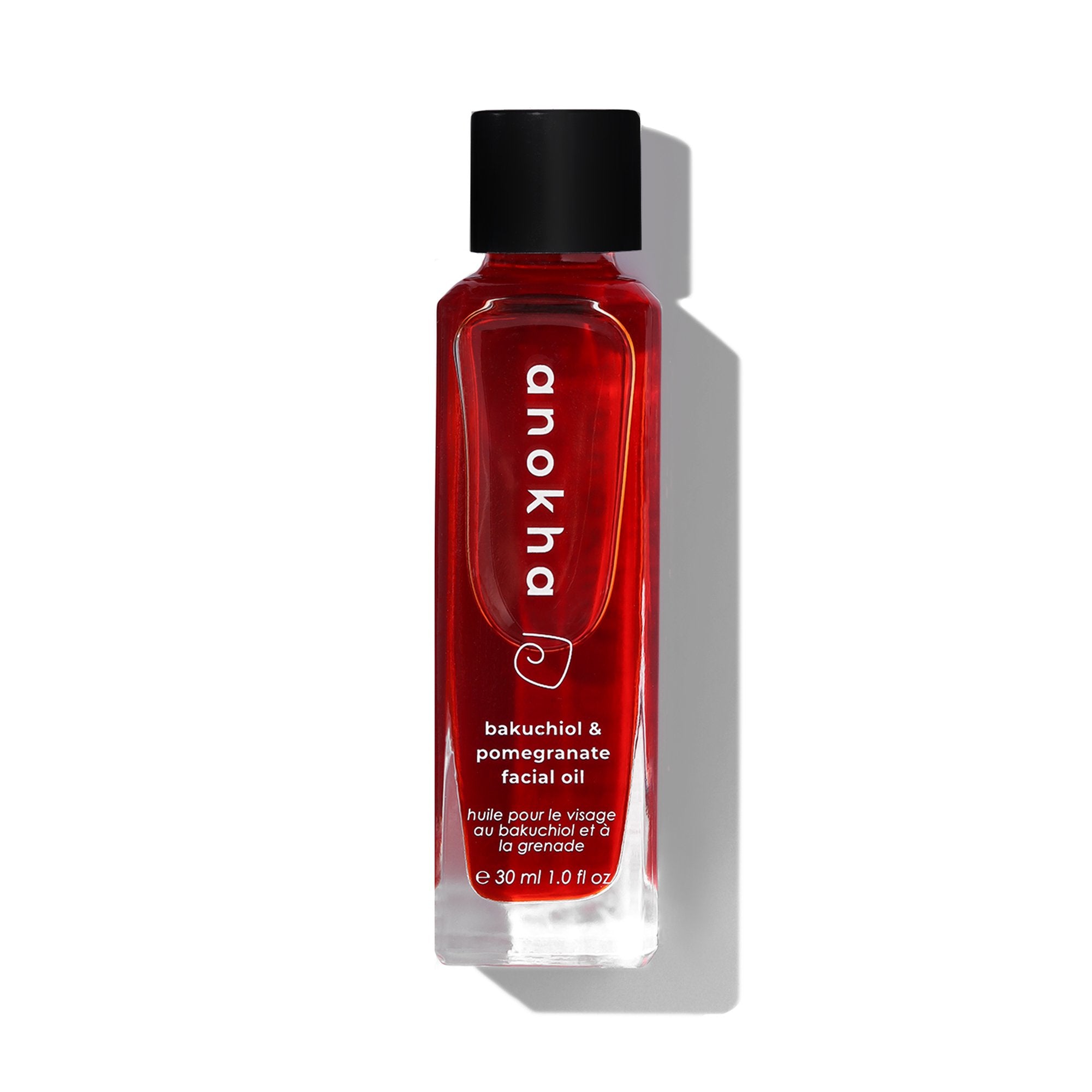 anokha skincare bakuchiol & pomegranate facial oil bottle 30 ml 1 oz on white background